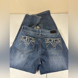 Embroidered Blue Boot Cut Women's Jeans